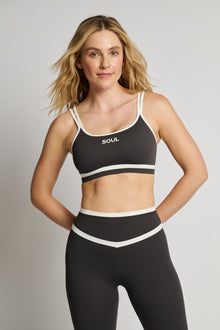 Women | SPLITS59 | Eva Rigor Double Strap Bra | Graphite