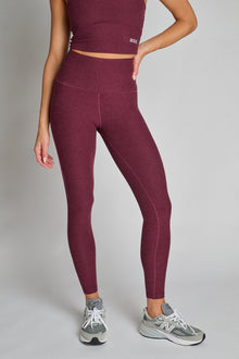 Beyond Yoga | Spacedye Caught In The Midi Legging | Midnight Burgundy Heather