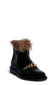 Laureen Hairy Lambskin  | Black