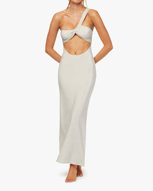 Ruched Asymmetrical Knit Maxi Dress | Off White