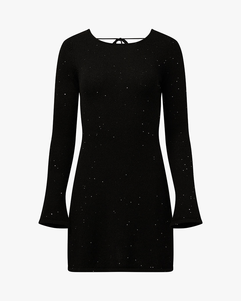Open Back Knit Mini Dress | Black