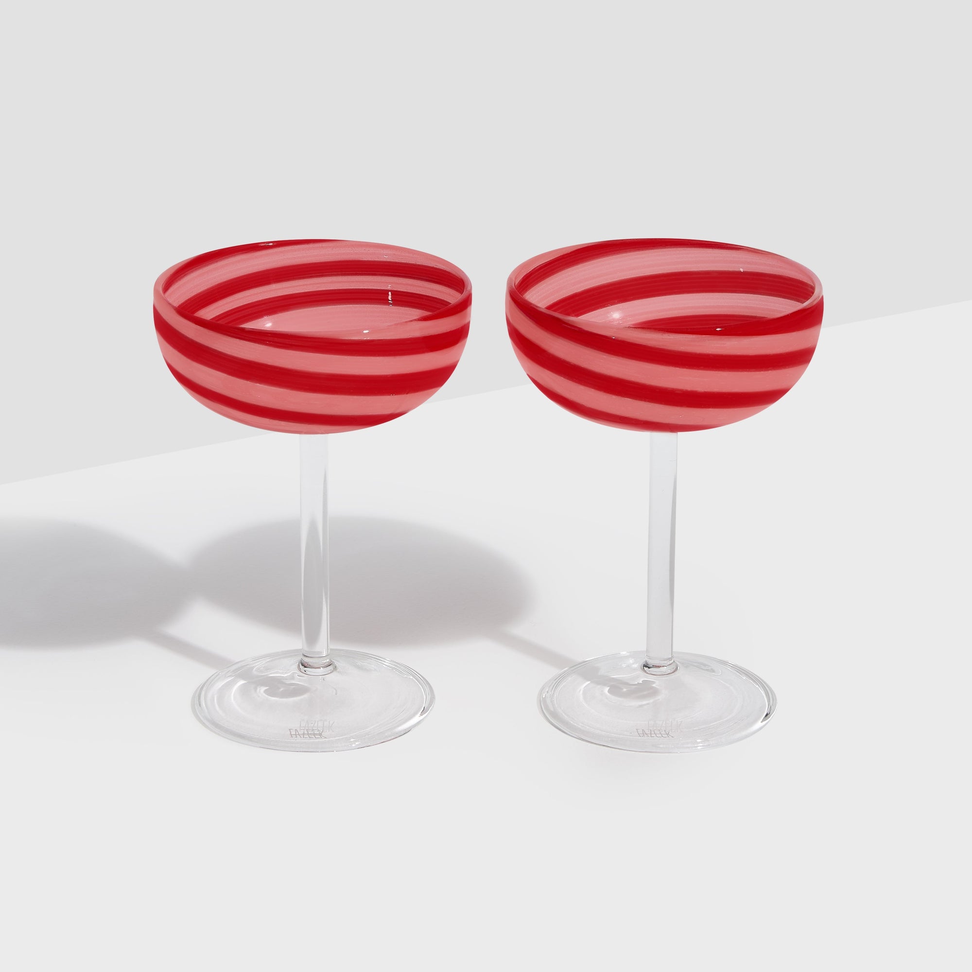 Set of 2 | Swirl Coupe Glasses | Red/Pink
