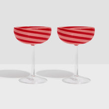 Set of 2 | Swirl Coupe Glasses | Red/Pink