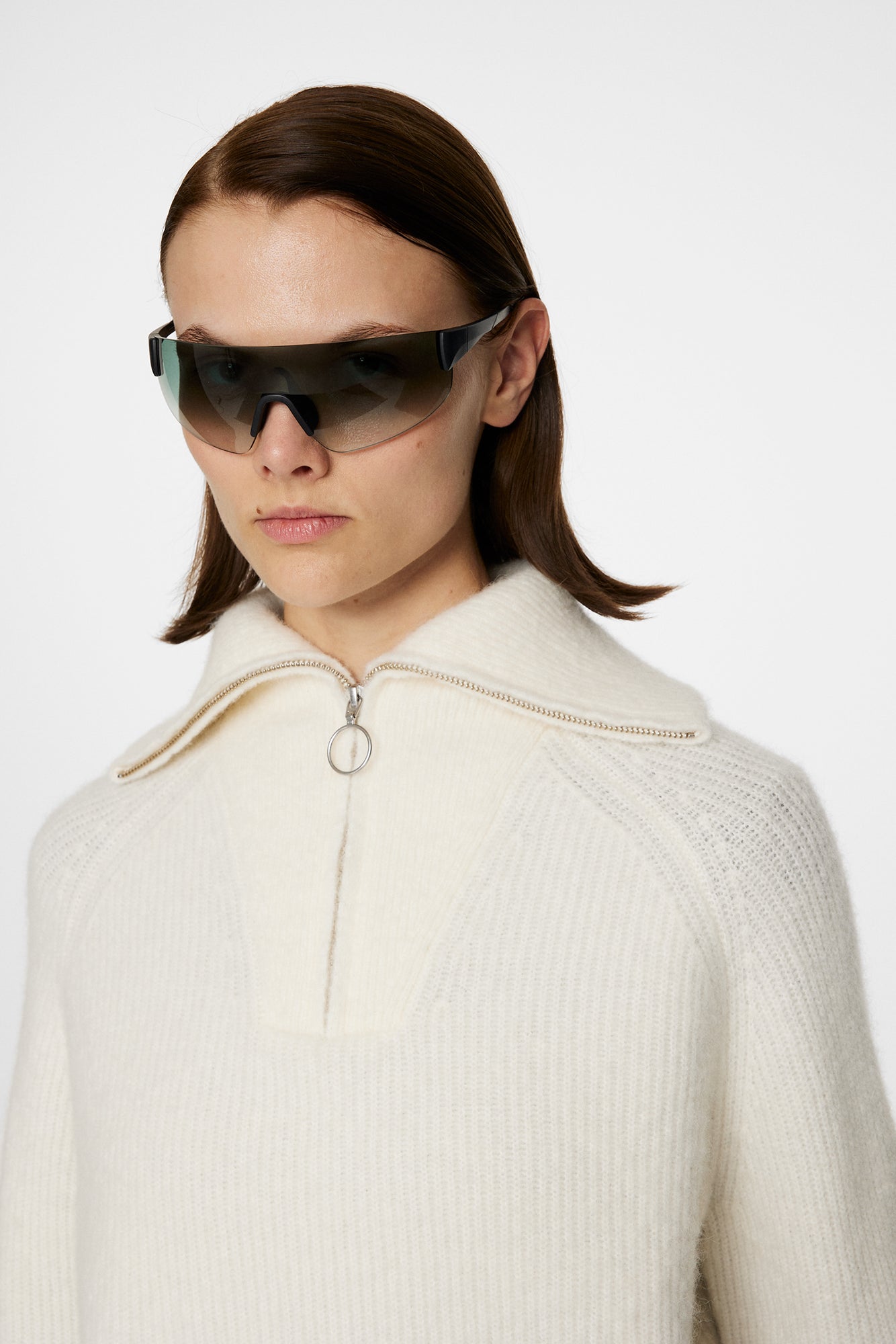 Women | Finja Knitted Zip Sweater | Whisper White