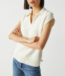 Torrance Collared Sweater Vest | Chalk