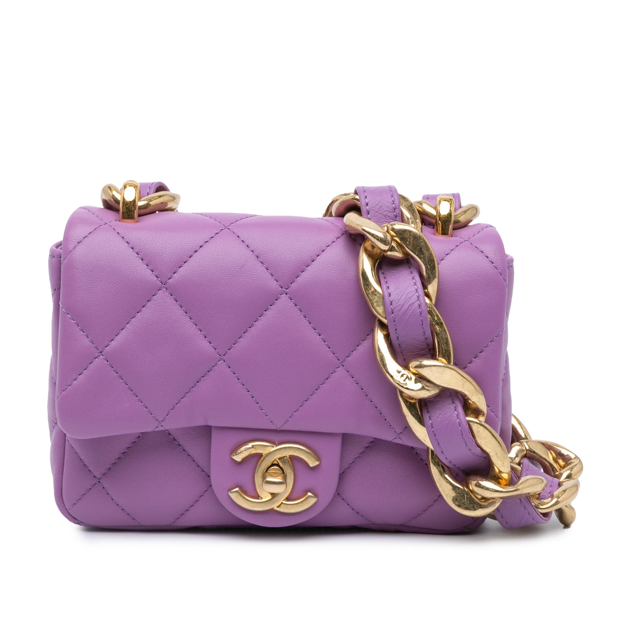 Chanel | Pre-Owned Mini Quilted Lambskin Funky Town Flap | Purple