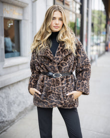 Fur-Free Mink (Faux Fur) Jacket, Belt | Leopard Print