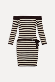 BELLA HADID Saloon Knit Mini Dress Cowboy Stripe