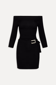  BELLA HADID Saloon Knit Mini Dress Black