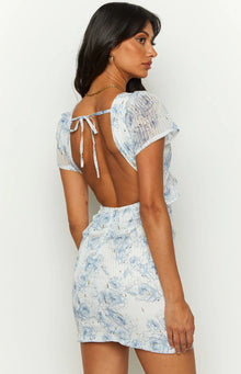 Santorini Nights Floral Mini Dress | Blue