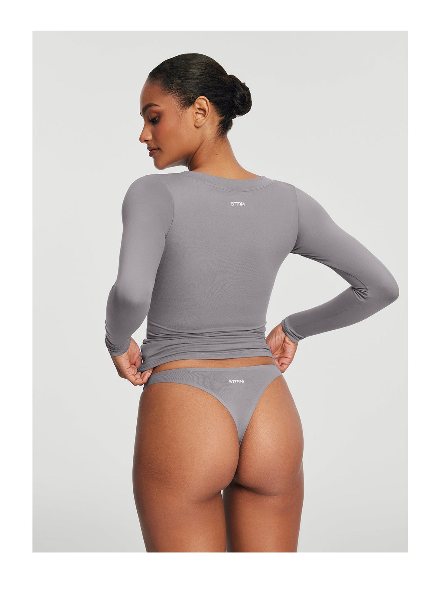 Scoop Neck Long Sleeve Top | Cool Gray
