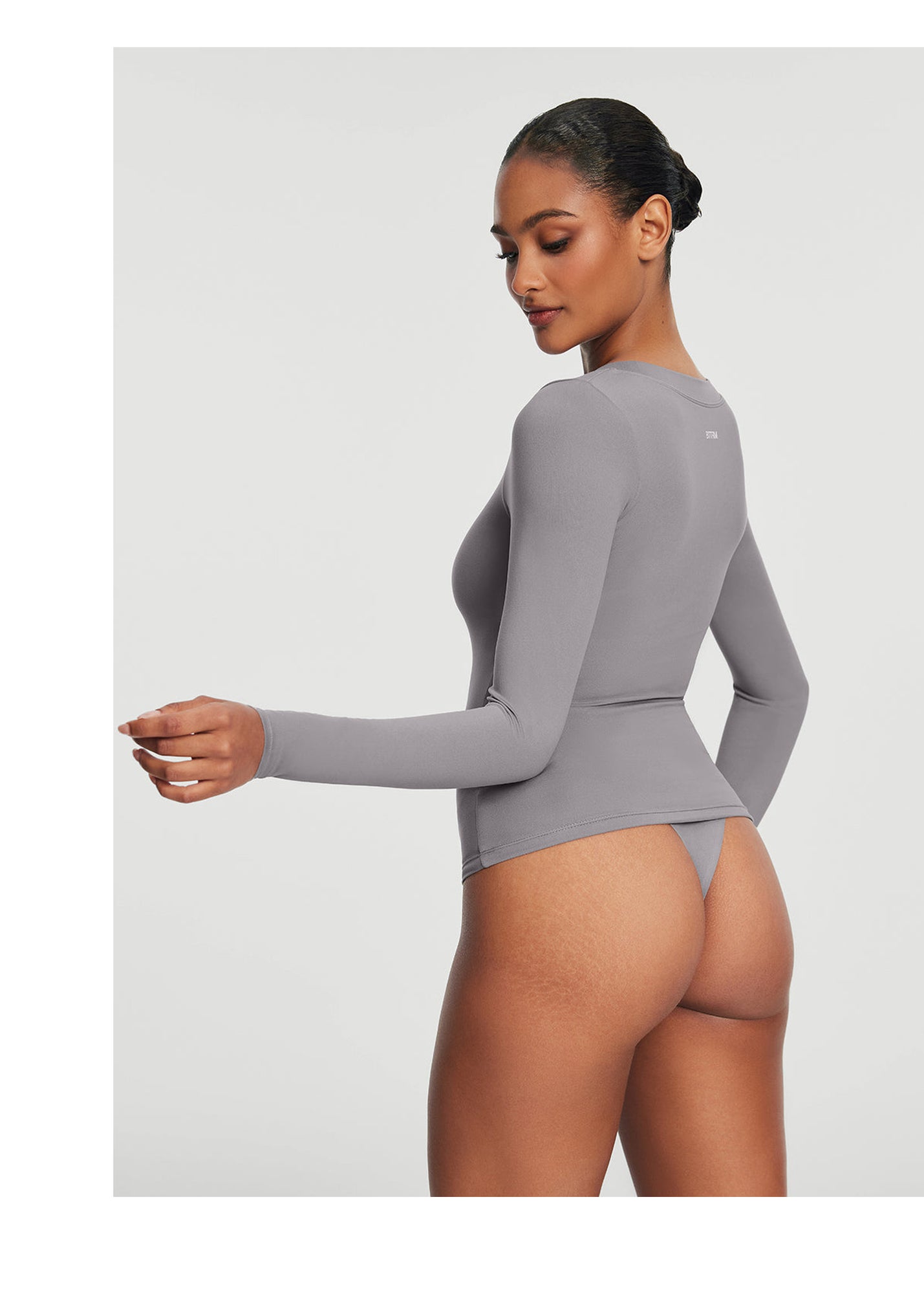 Scoop Neck Long Sleeve Top | Cool Gray