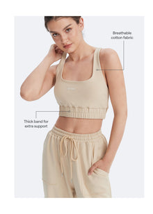 Scoop Neck Racerback Bra | Oat Milk Beige
