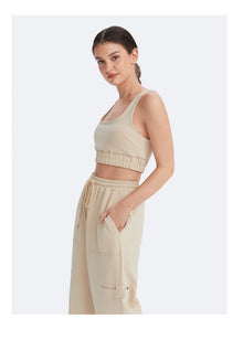 Scoop Neck Racerback Bra | Oat Milk Beige