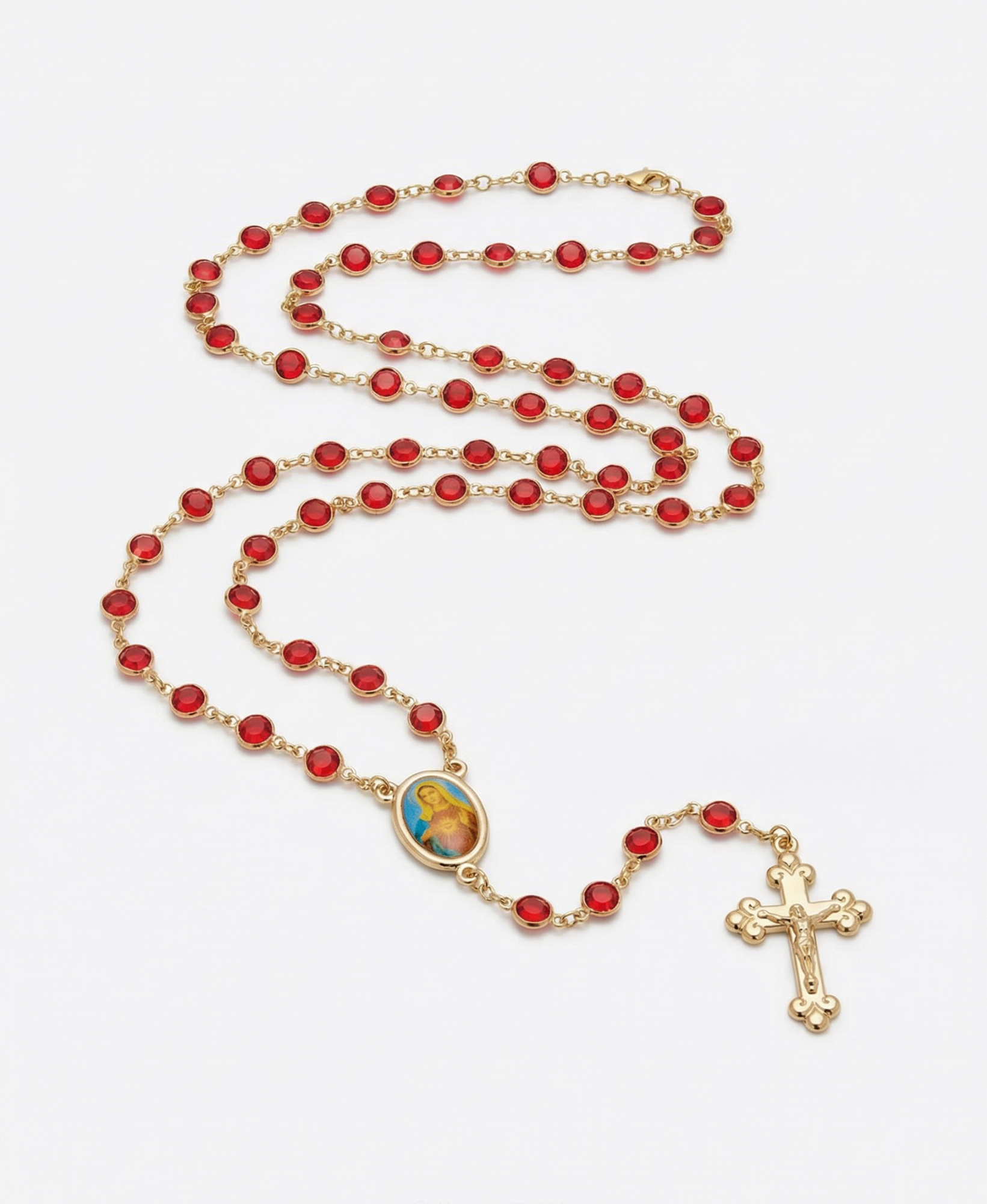 The Red Stone Rosary Necklace | 18Kt Gold Vermeil