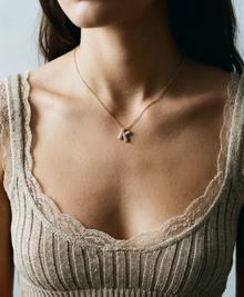 The Pave Bubble Letter Pendant Necklace | Gold Vermeil