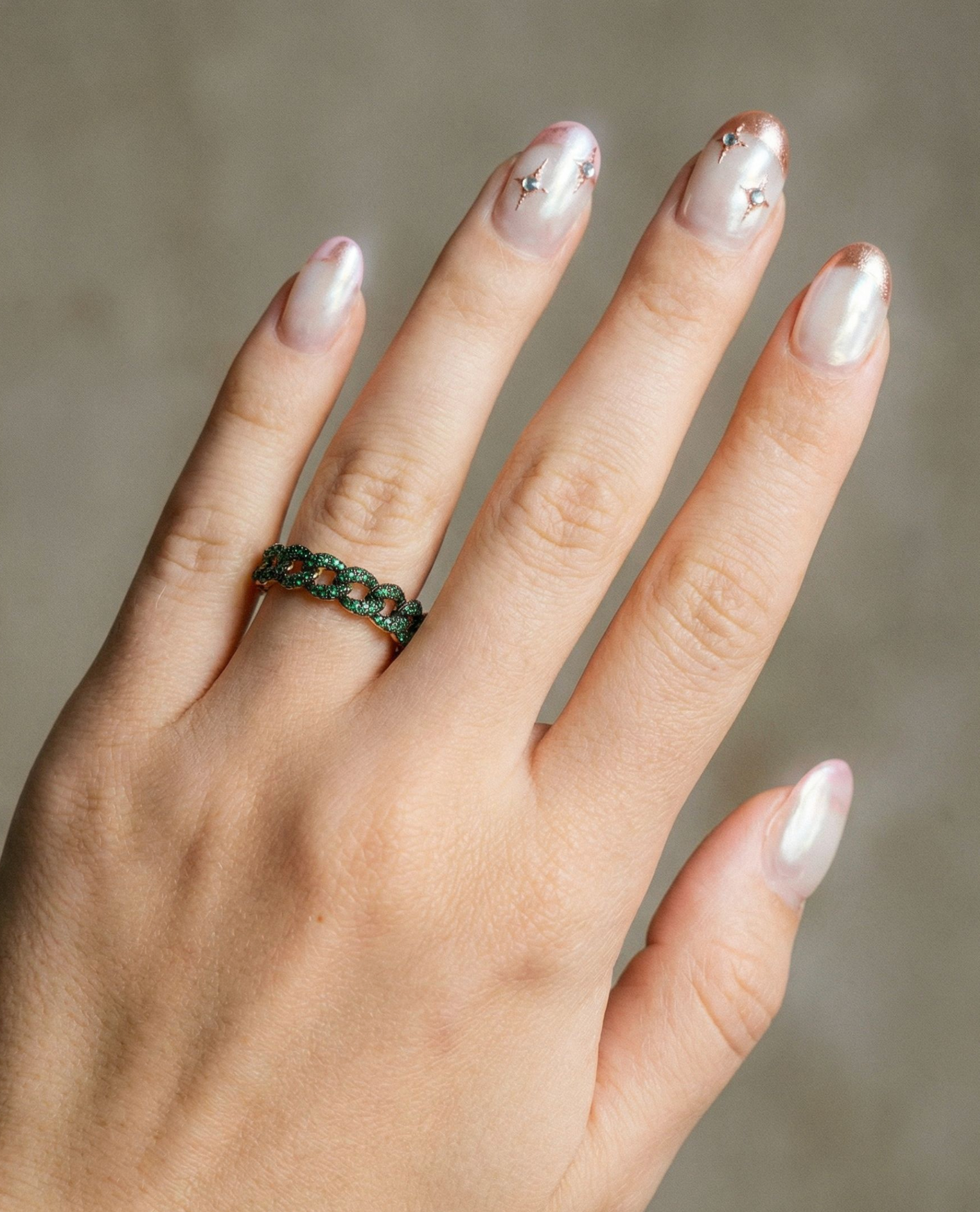 The Emerald Cuban Link Ring | Sterling Silver 18Kt Gold Vermeil