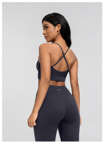 Seamless Crossback Bra | Charcoal