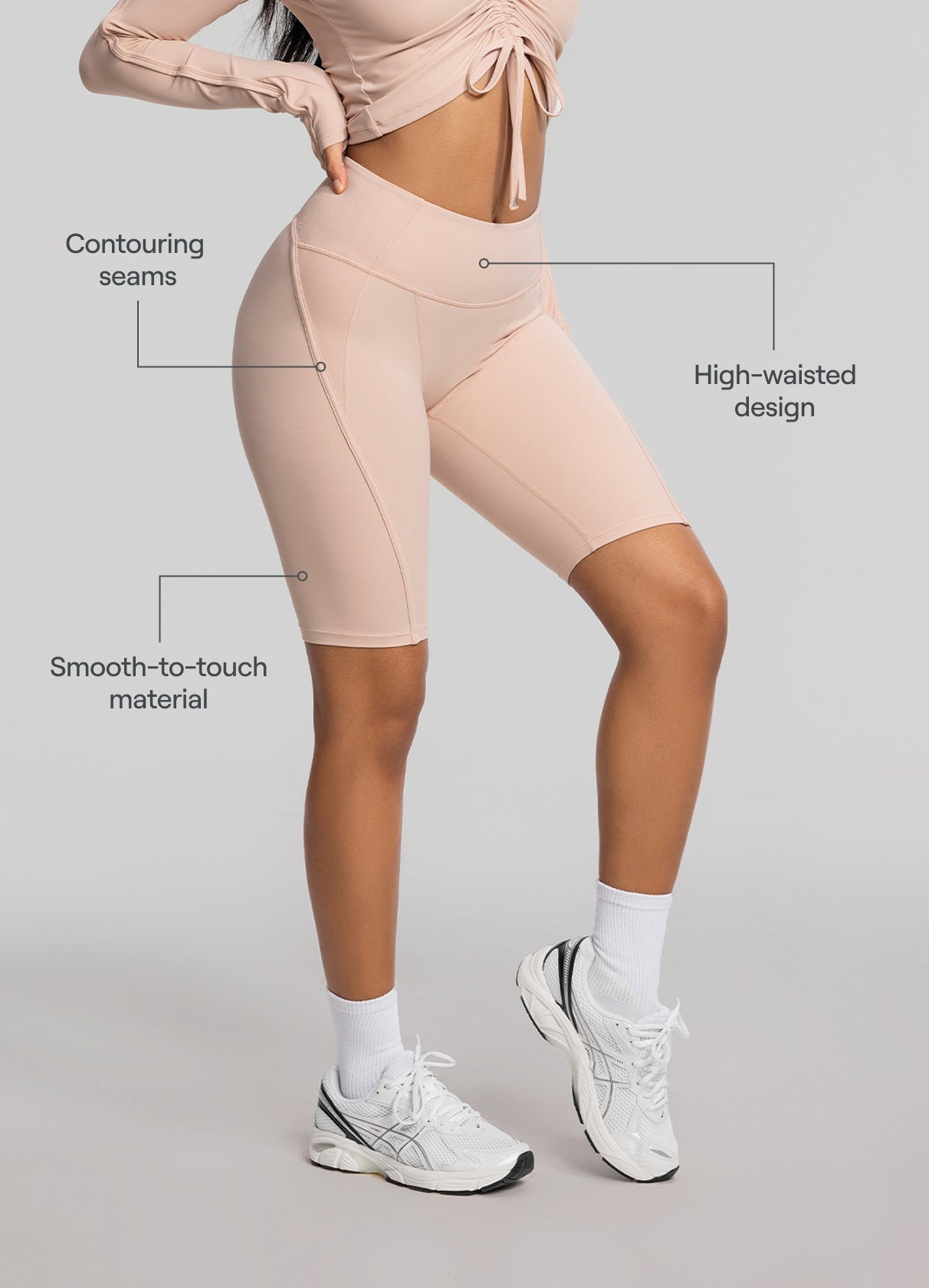 High-Waisted Performance Biker Shorts | Seashell