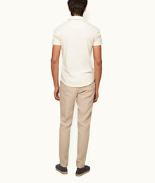Sebastian Cotton Silk 007 Tailored Fit Short-Sleeve Cotton-Silk Polo Shirt | White Sand
