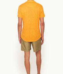 Sebastian Linen Tailored Fit Linen Polo Shirt | Calypso Orange