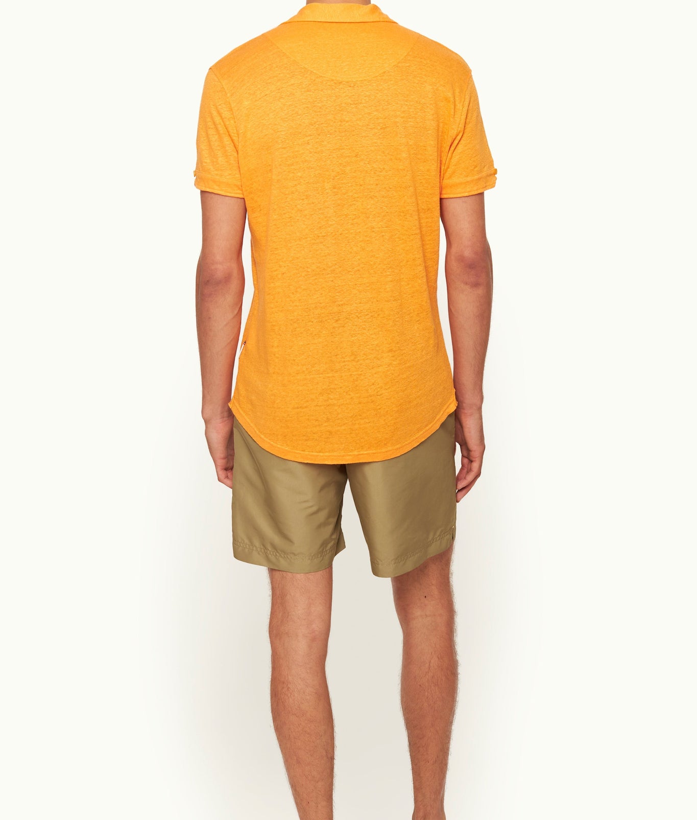 Sebastian Linen Tailored Fit Linen Polo Shirt | Calypso Orange