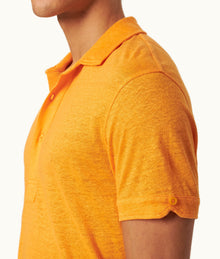 Sebastian Linen Tailored Fit Linen Polo Shirt | Calypso Orange