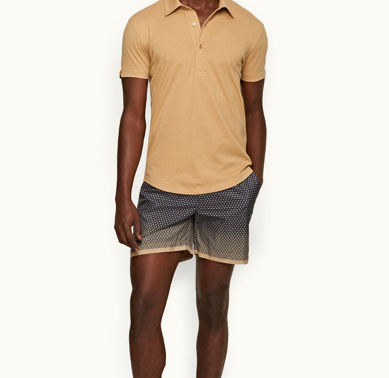 Sebastian Silk Tailored Fit Cotton-Silk Polo Shirt | Biscuit
