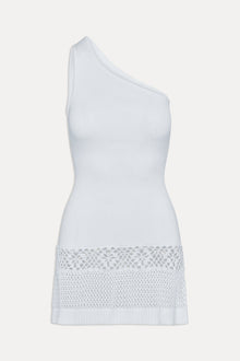 Serenade One Shoulder Crochet Dress White