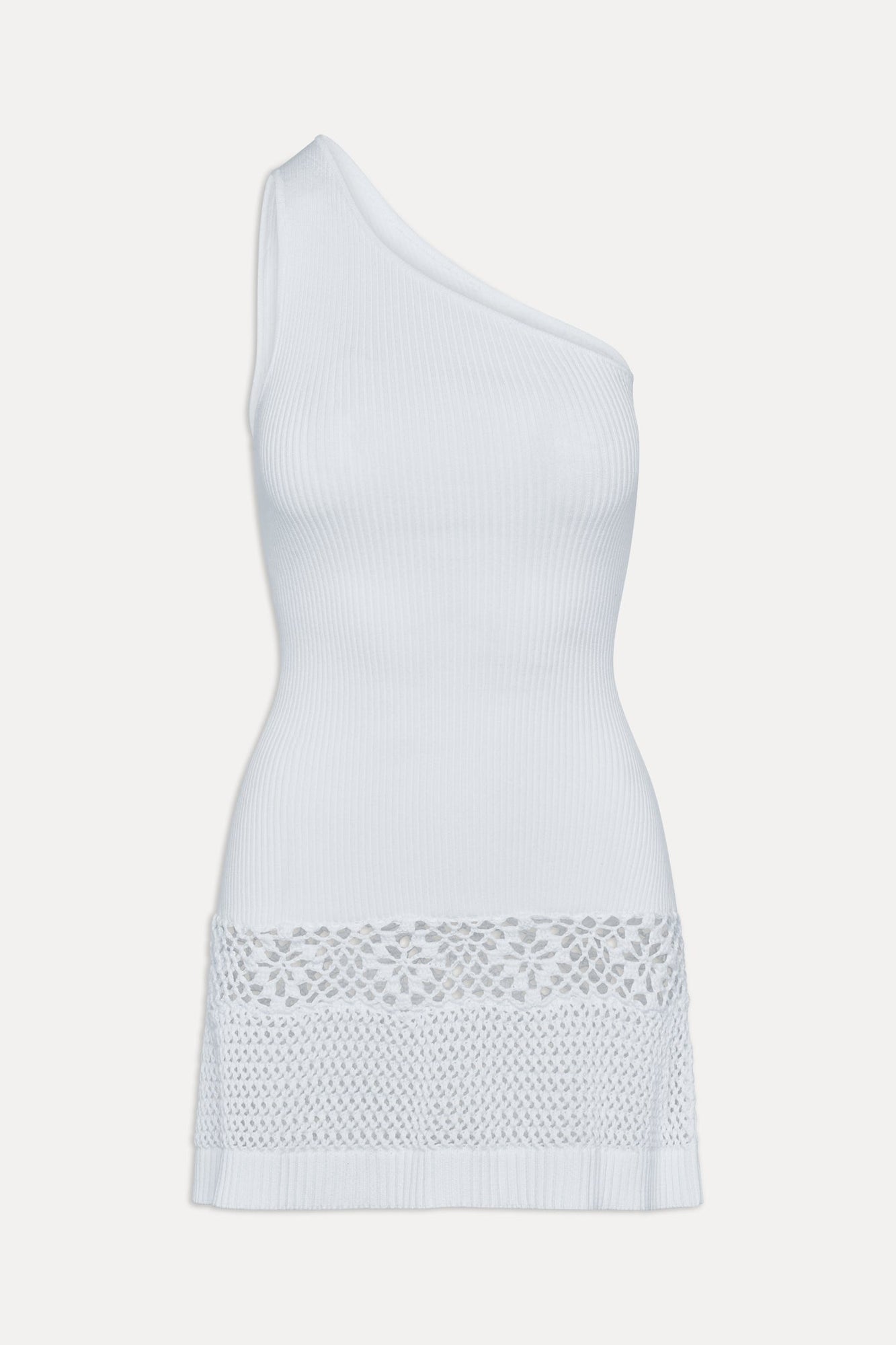 Serenade One Shoulder Crochet Dress White