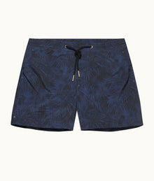 Setter Drawcord Palmed Shorter-Length Drawcord Swim Shorts | Midnight Navy