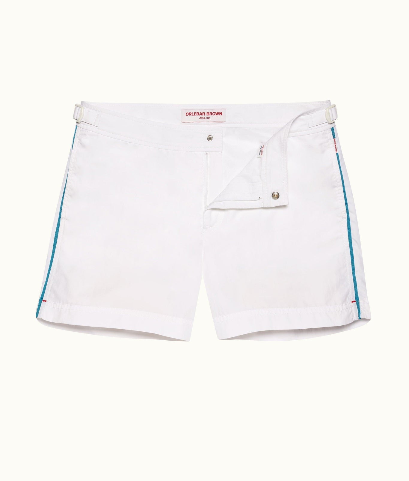 Setter Shorter-Length Tape Trim Swim Shorts | White