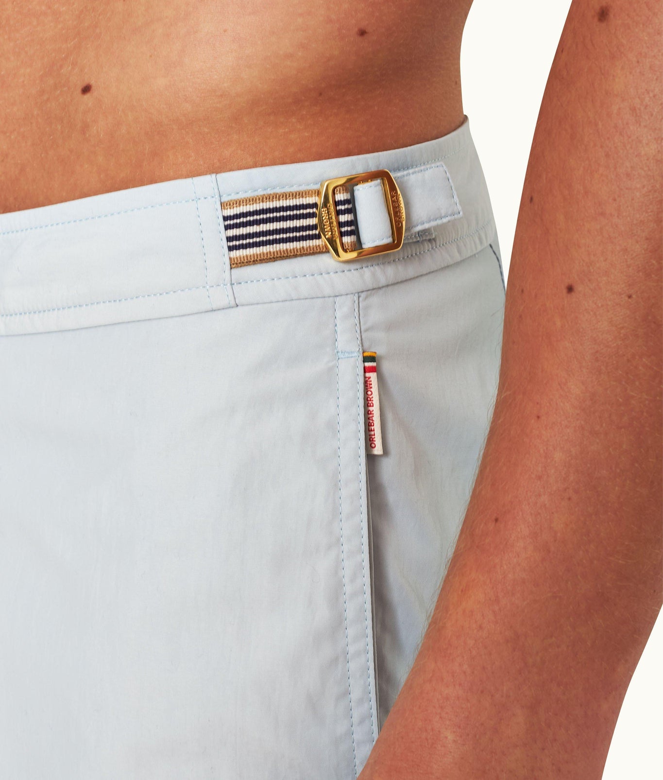 Setter Shorter-Length Waist Tape Trim Swim Shorts | Light Sky Pool