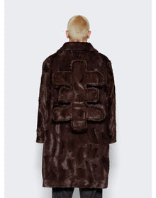 Seventh Heaven | Men | Faux Fur Jacket With 3d Cross Applique | Brown