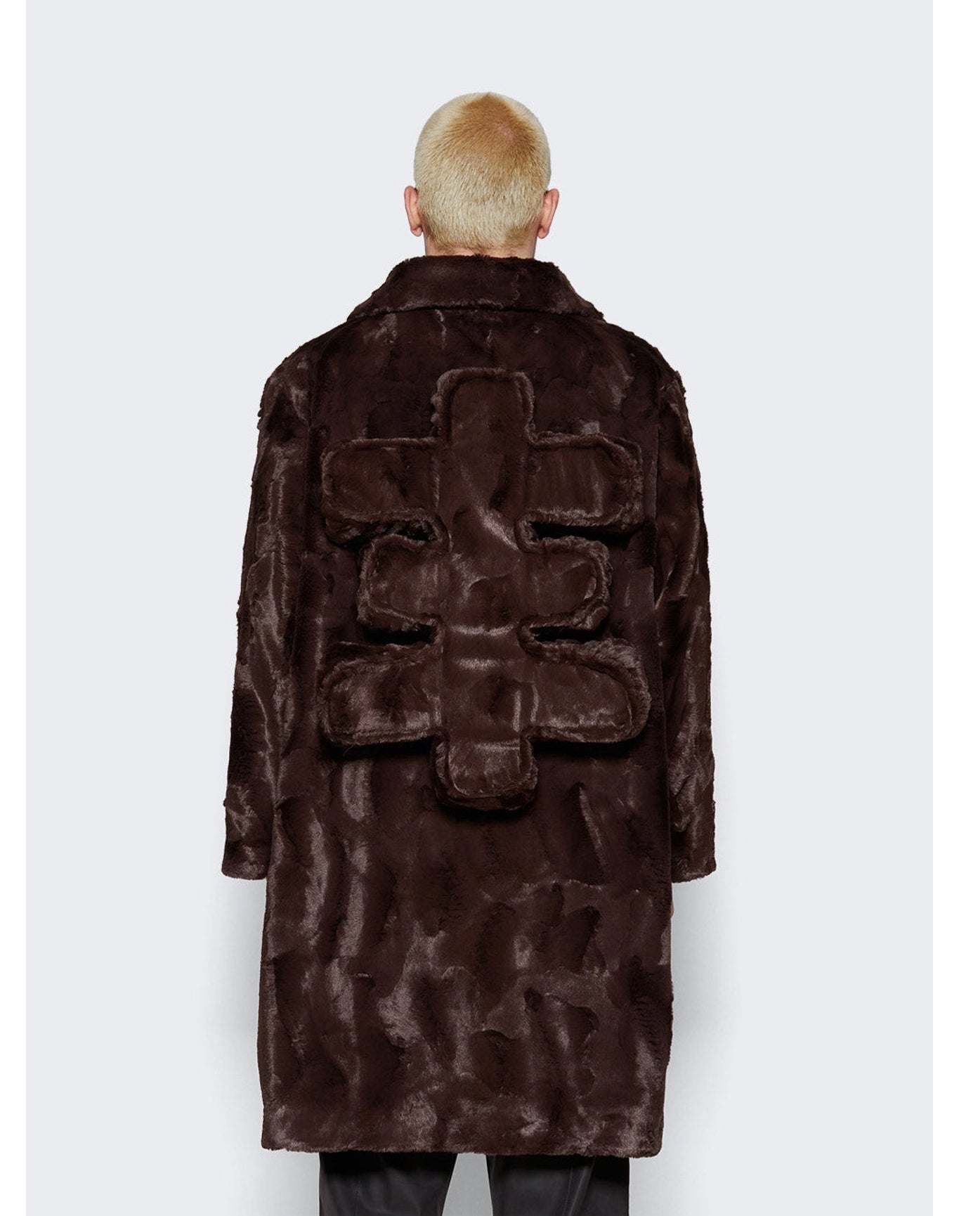 Seventh Heaven | Men | Faux Fur Jacket With 3d Cross Applique | Brown
