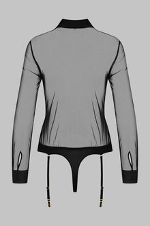 Bodysuit shirt shape with suspenders - Madame Rêve | Black