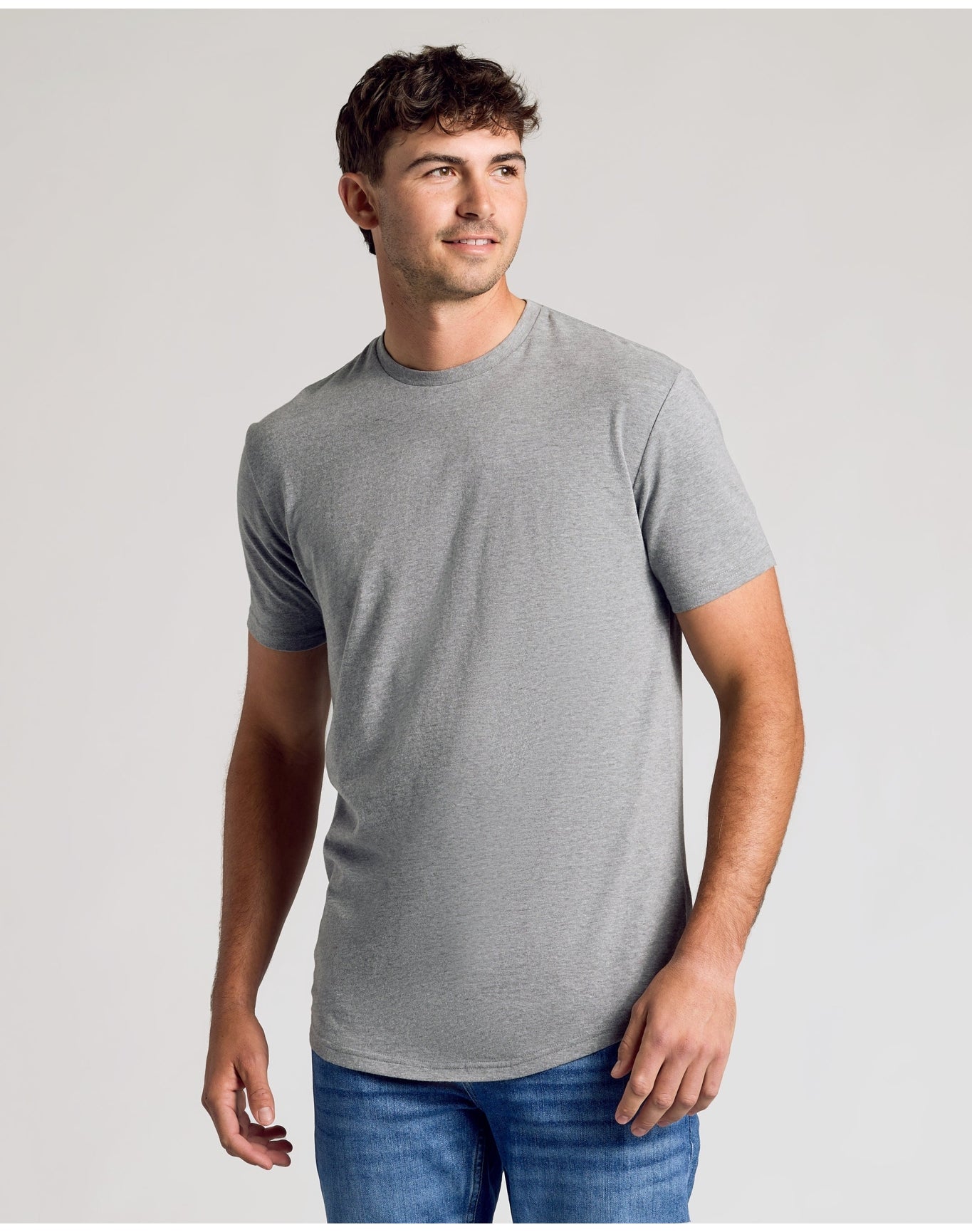 Short Sleeve Tall Curved Hem Crew | Heather Gray
