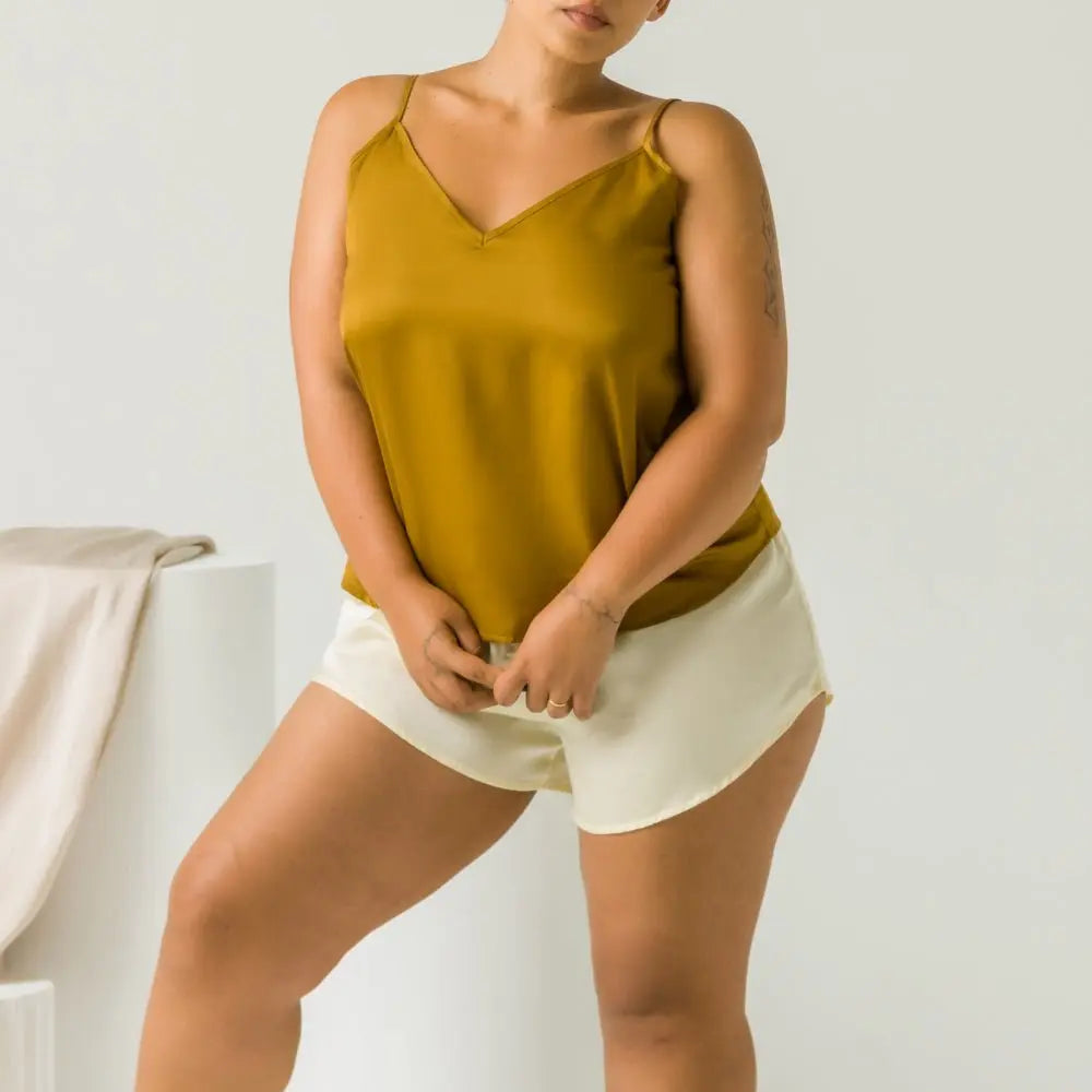 Vanilla | Signature Sateen Shortie Made With 100% Organic Bamboo #Color_vanilla