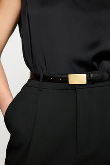 Signet Belt | Black & Brushed 24K Gold
