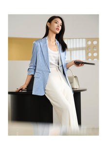 Silk Blazer | Blue