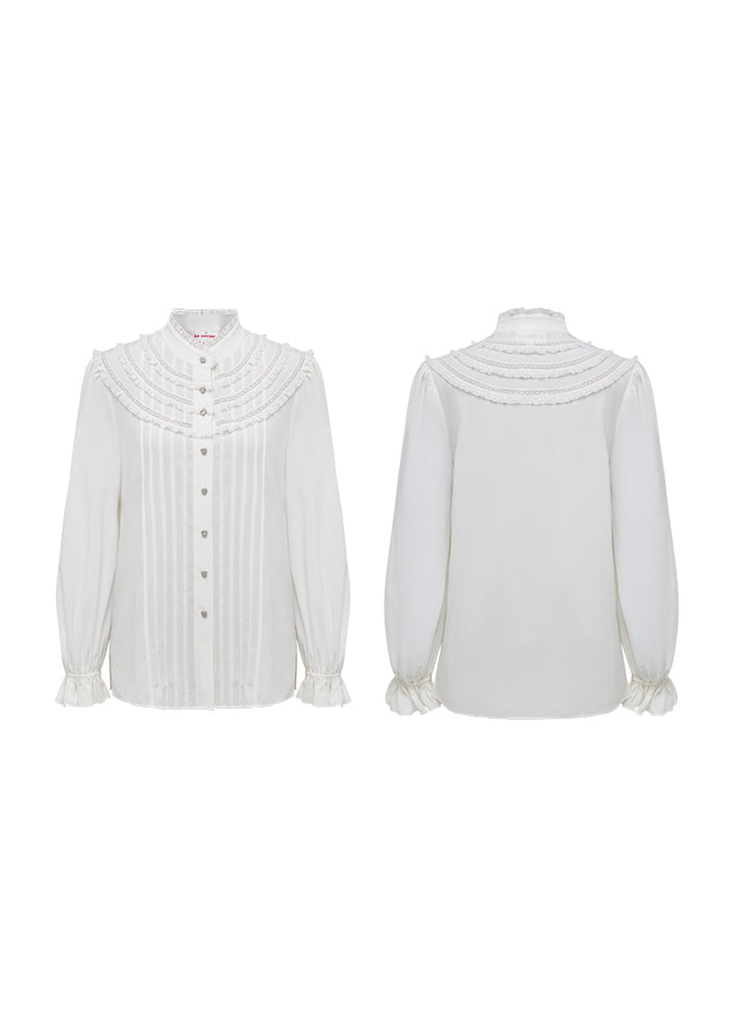 Silk Pleated Sleeve Shirt | White