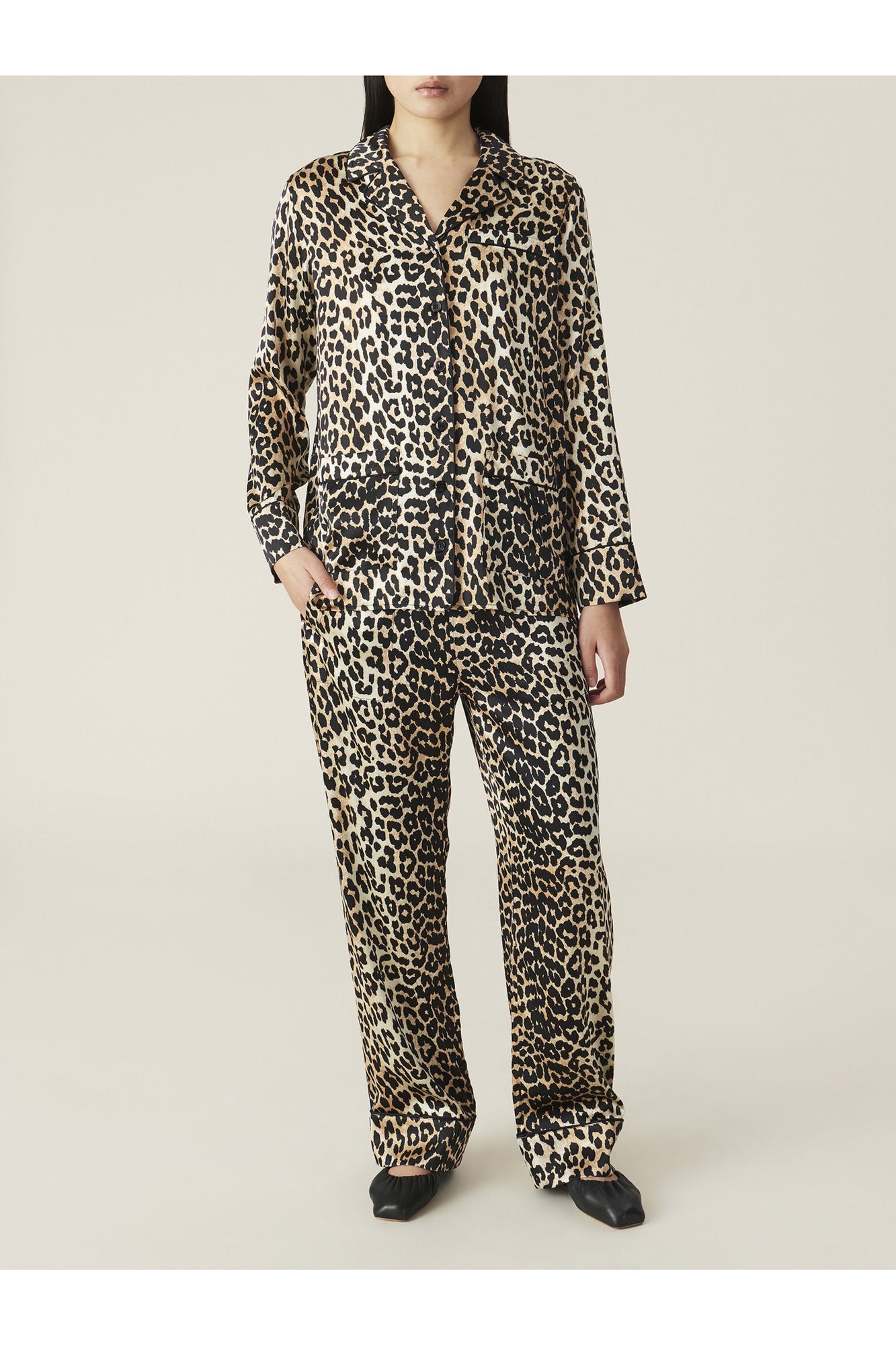 Silk Satin Shirt | Leopard