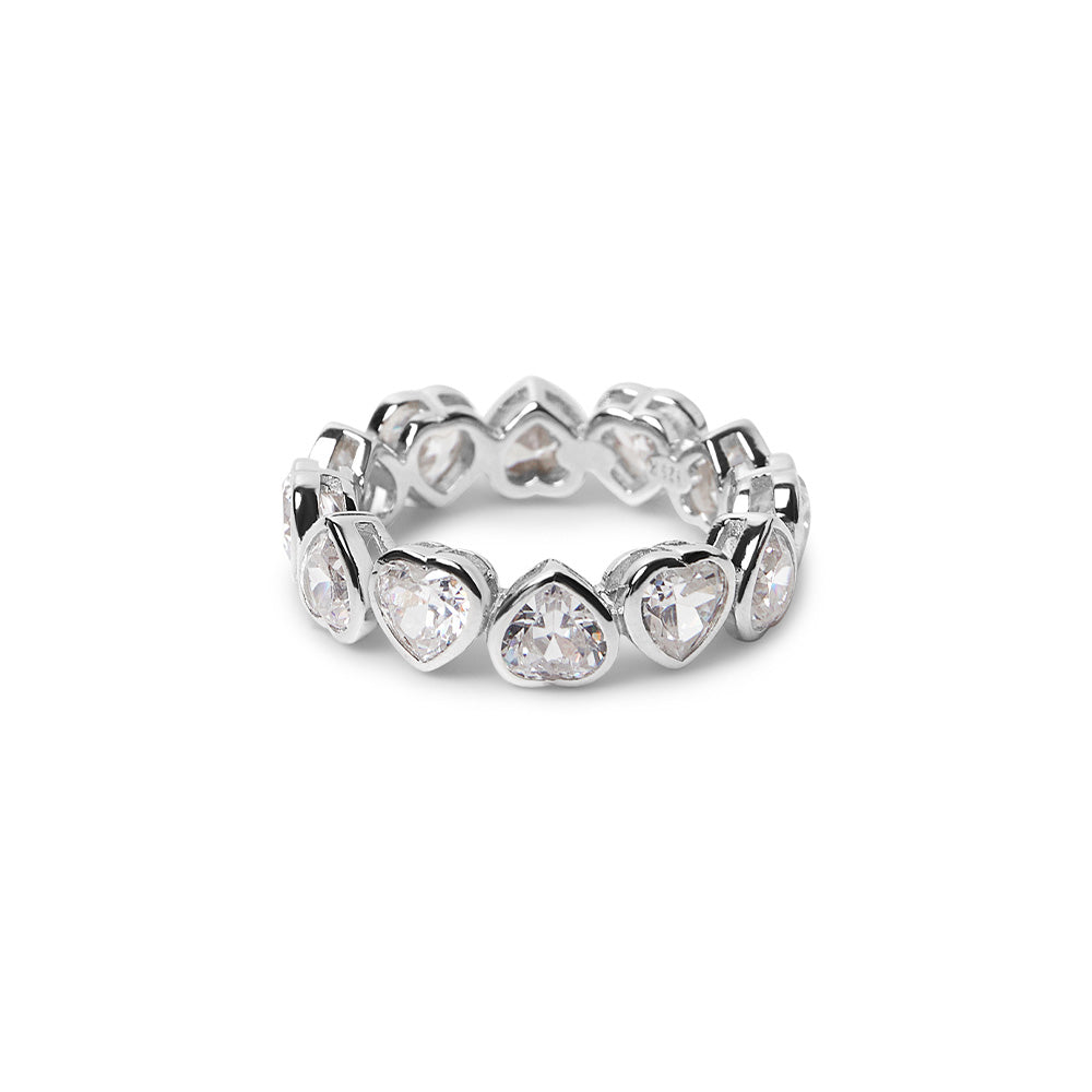 The Pave' Heart Eternity Band | 18KT Gold Vermeil & Sterling Silver