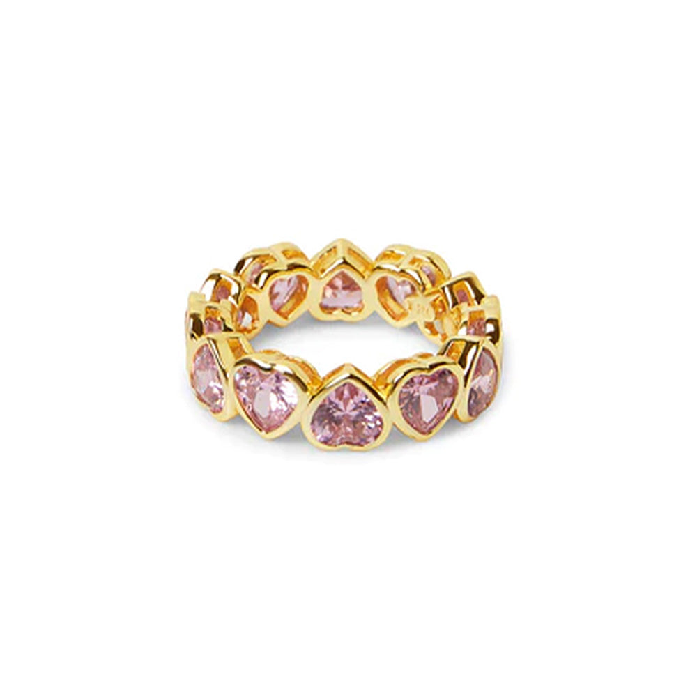 The Pave' Heart Eternity Band | 18KT Gold Vermeil & Sterling Silver