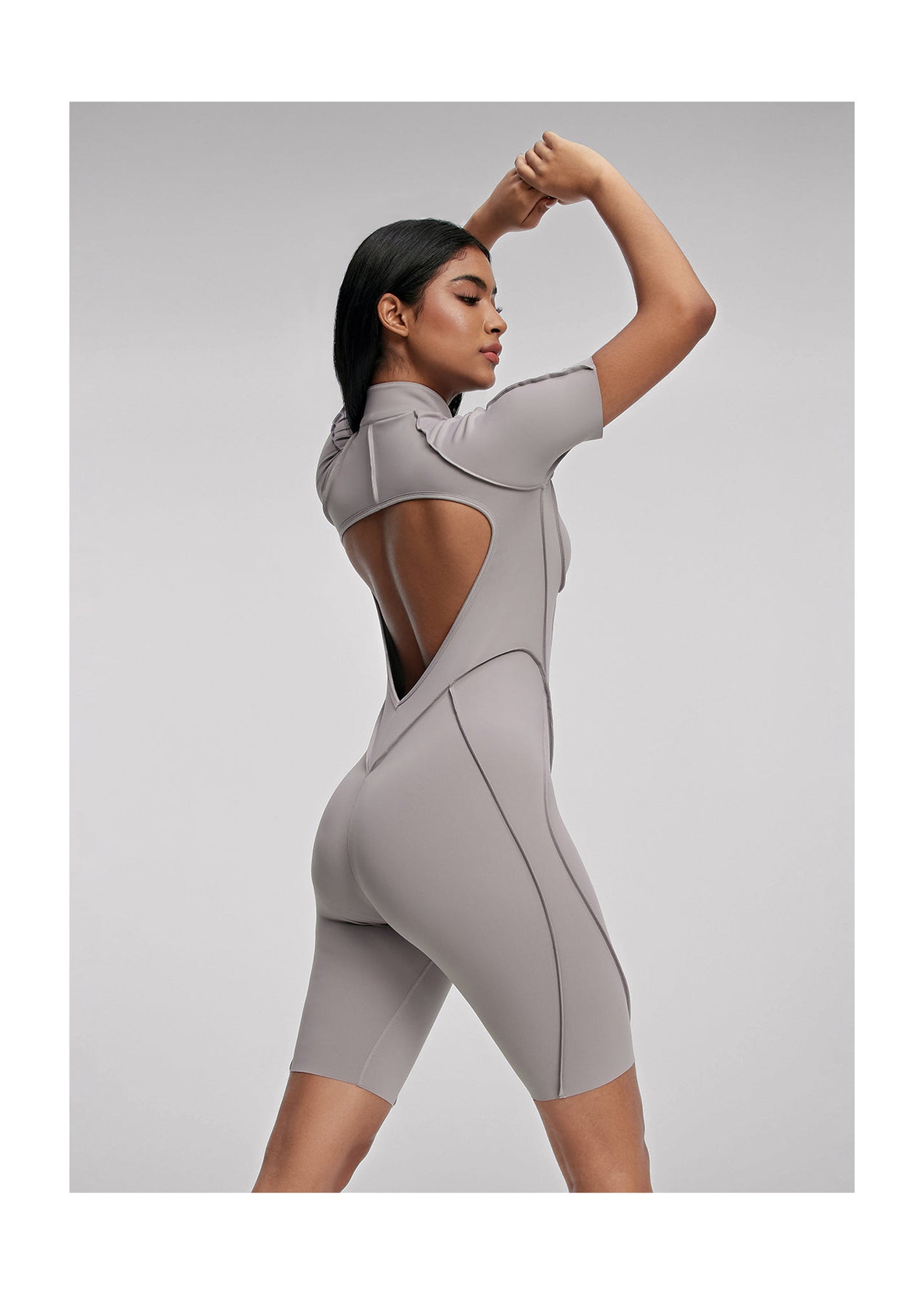Sleek Shorts Catsuit | Cool Gray