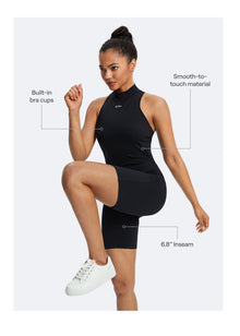 Sleeveless High-Neck Bodysuit | Inky Black