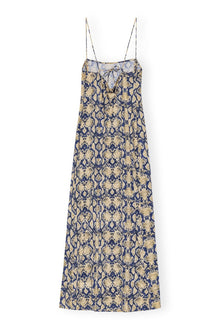 Snake Printed Crinkled Satin Midi Slip Dress | Safari