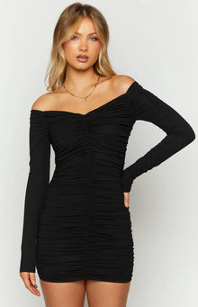 Solene Long Sleeve Mini Dress | Black