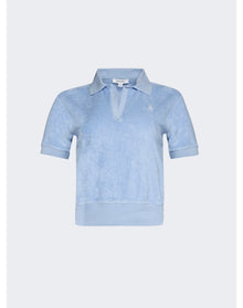 Sporty & Rich | Women | Short-sleeve Terry Polo | Washed Hydrangea x White