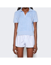 Sporty & Rich | Women | Short-sleeve Terry Polo | Washed Hydrangea x White